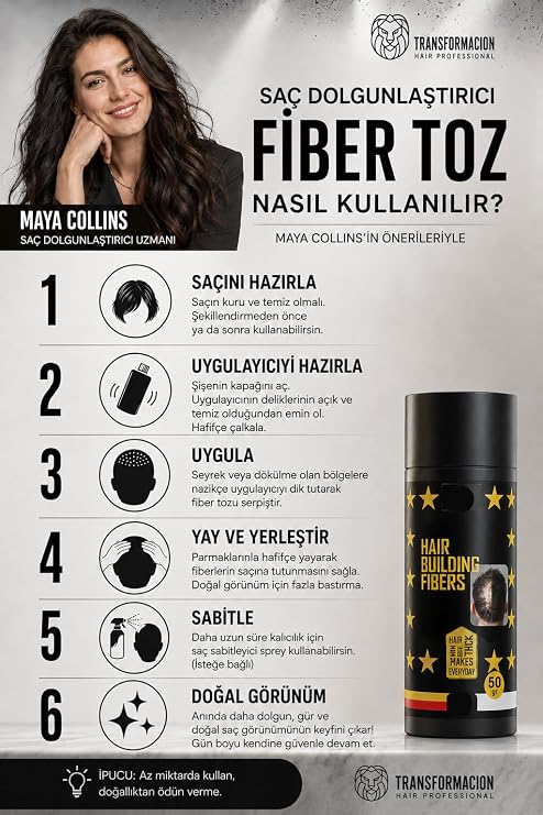 Transformacion Saç Dolgunlaştırıcı Topik Toz KOYU TON KAHVERENGİ 50gr | Anında Gür Saçlar İçin Fiber Tozu 721498