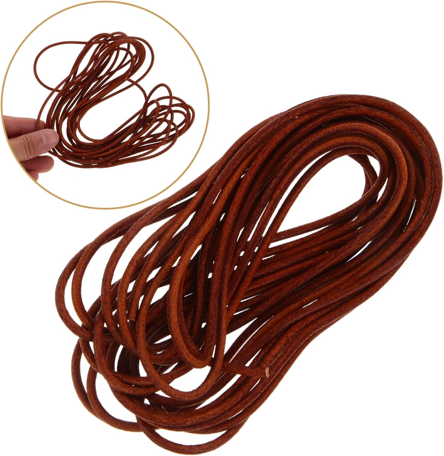 Brown Cowhide Leather Rope for DIY Jewelry Making and Crafting