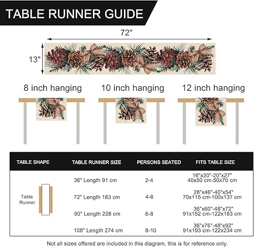 Miniatura 2 de Seliem Camino de mesa de cono de pino de invierno, rama de aguja de pino, arco de bayas rojas, decoración de mesa de cocina, comedor, decoración de
