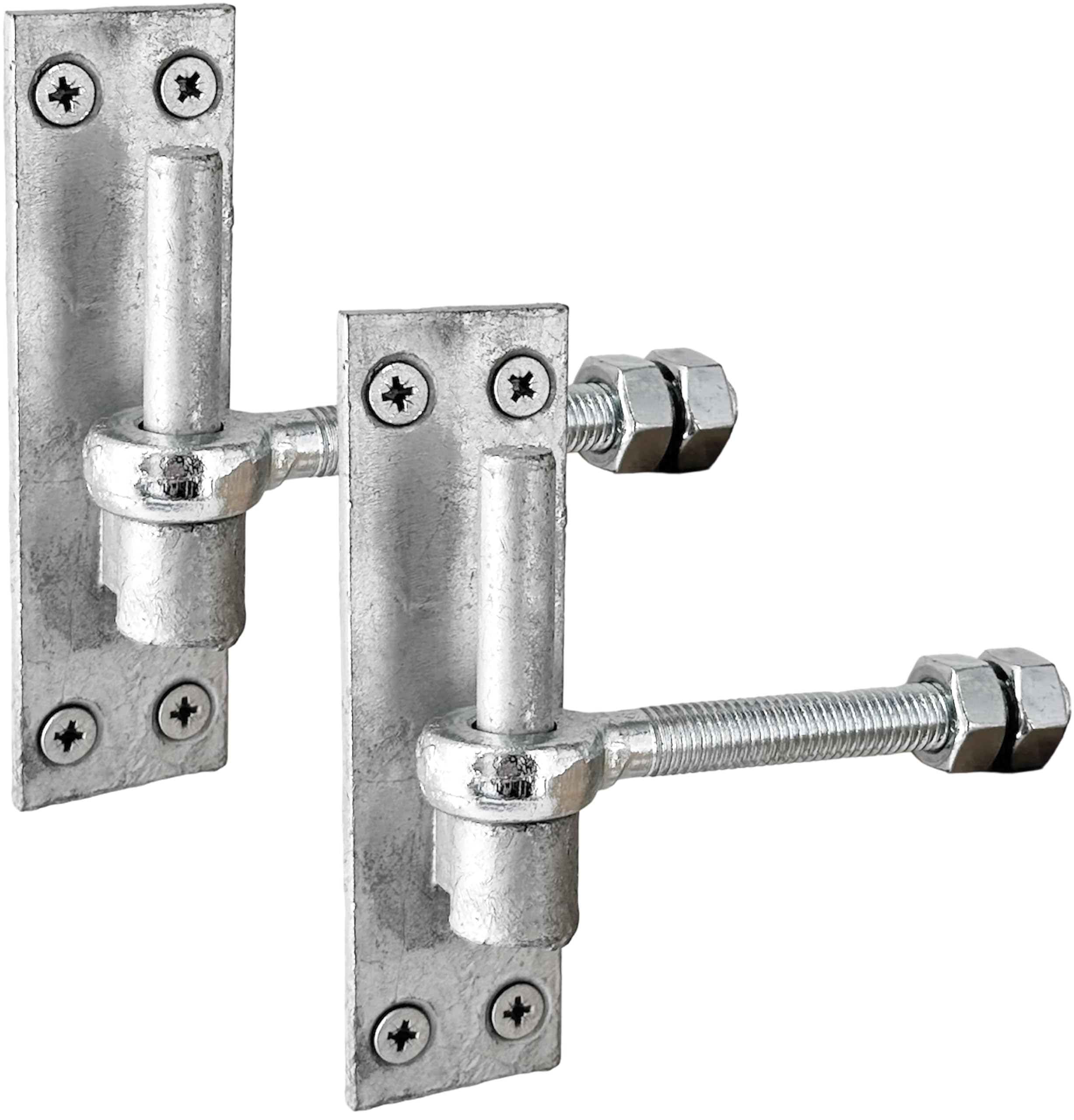 2 Pack Heavy Duty Gate Hinges with 12mm Pin and 12mm Gate Eye Bolts, to Suit Wrought Iron Gates and Wooden Gates. Black Gate Hinges Hook On Plate Hinge Pins.