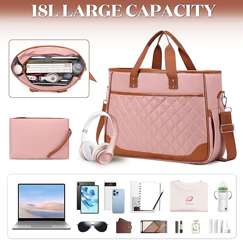 Miniatura 5 de InduSKY Bolsa de mano para mujer, bolsas de trabajo para mujeres profesoras, bolsa para laptop de 15.6 pulgadas, bolsa de hombro casual para viajes