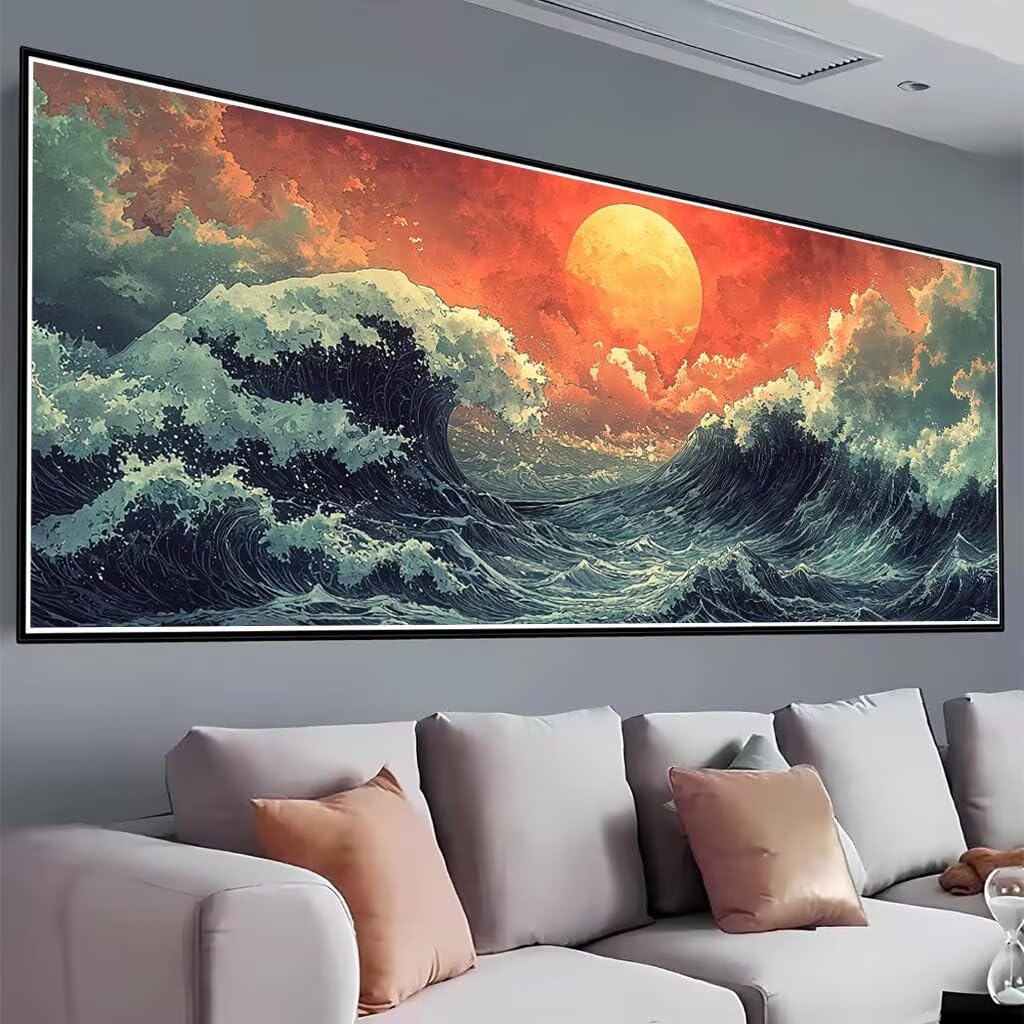 Sonne Diamond Painting Groß XXL 250x100cm, Basteln Erwachsene Diamond Painting Set, 5D DIY Meer Diamant Paintings Bilder Erwachsene, Diamond-painting Set mit Zubehör für Deko Wohnzimmer Geschenke B-93
