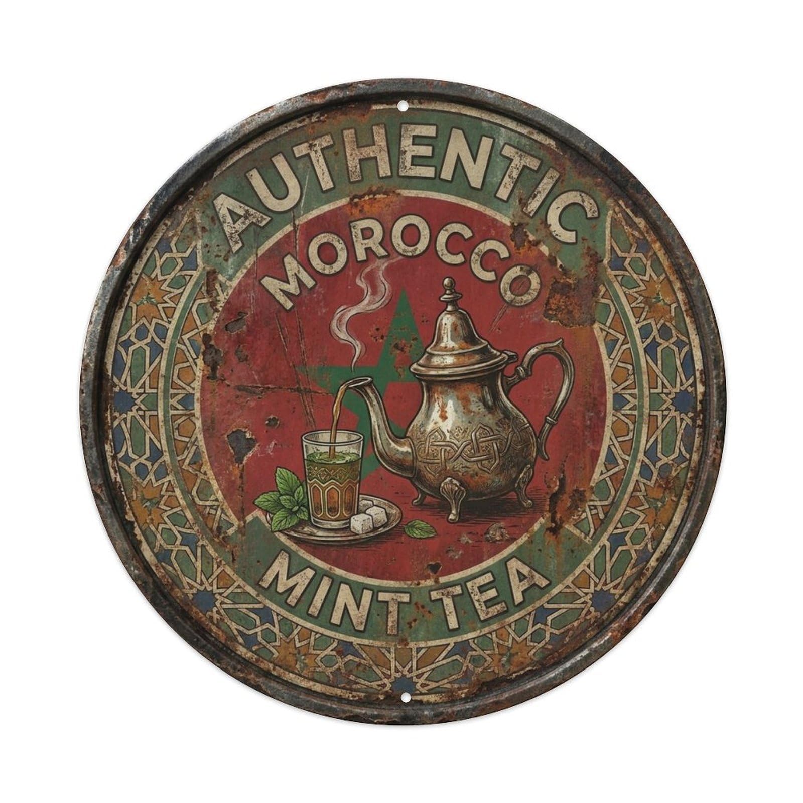 Morocco Travel Mint Tea Moroccan Hot Beverage Cuisine Metal Tin Sign