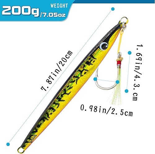 Miniatura 2 de Gefischtter Fishing Jigs Vertical Saltwater Jigs Metal Jigging Spoon Slow Jigging Pitching Fishing Lures with Assist Hooks for