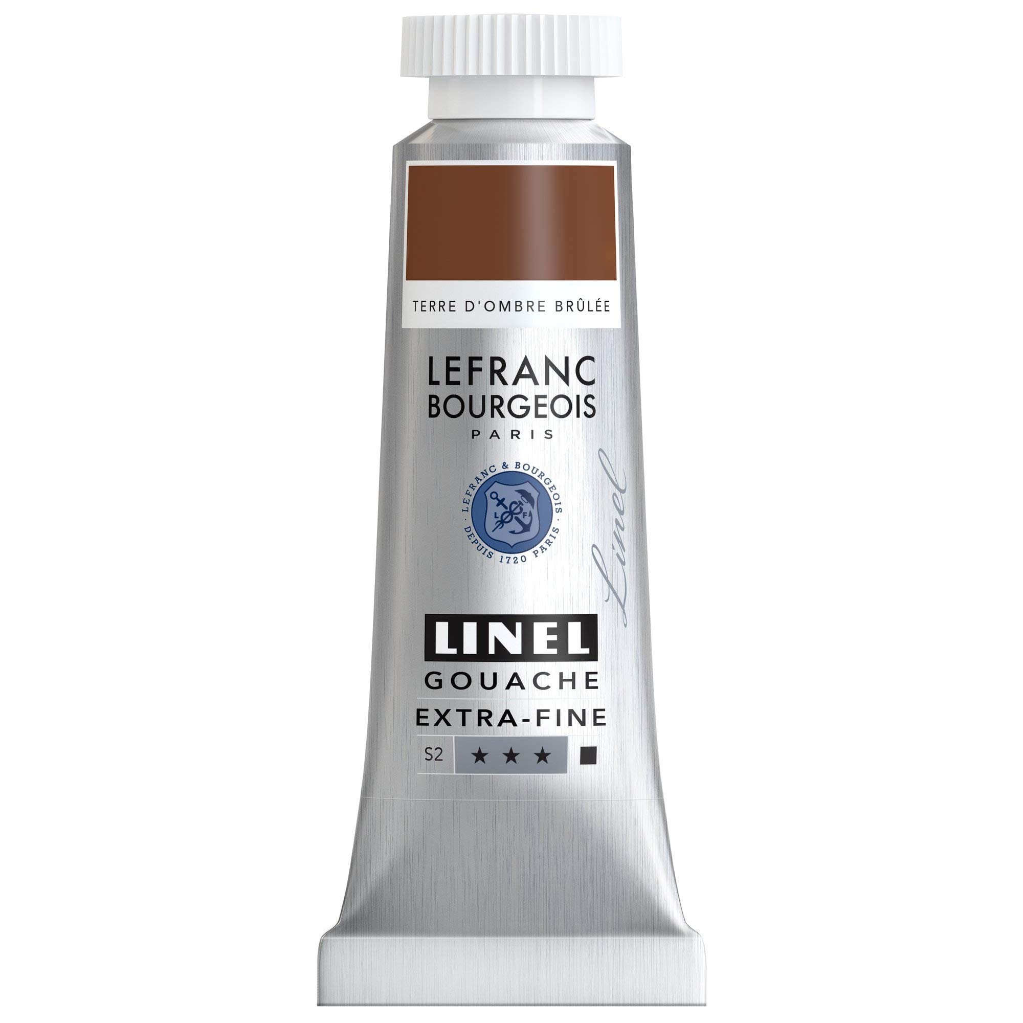 Lefranc Bourgeois Tierra De Sombra Quemada Linel Gouache Extrafino - Tubo De 14 Ml, Color Marrón Brulue Serie 2