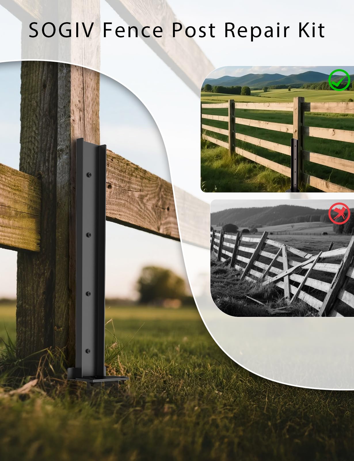 Aazon.co : Fence Post Repair Steel Stakes: Anchor Ground Spike 1 Pack Support Bracket For Wood