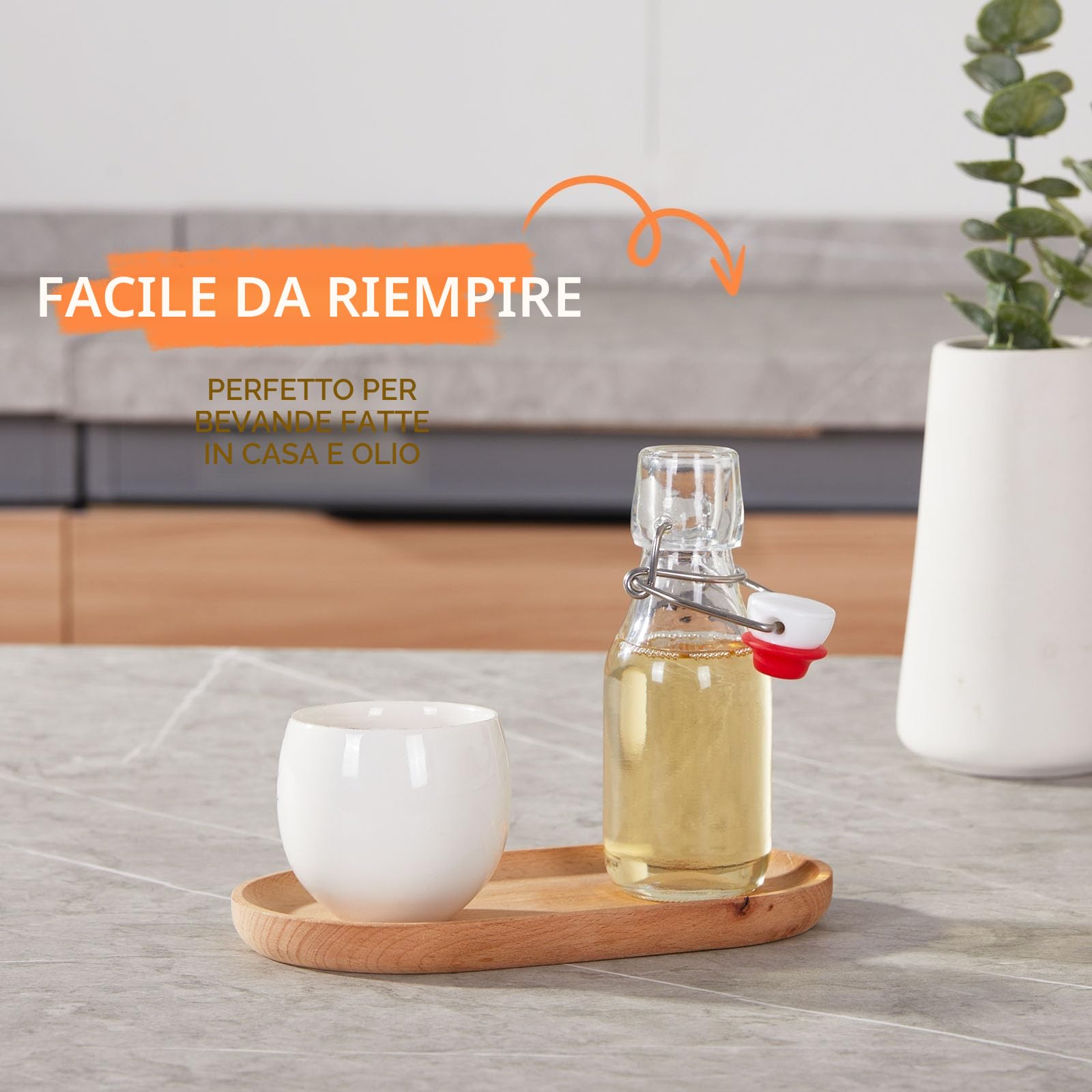 Zanfqvo 12 pezzi Bottiglie Costolata in Vetro con Tappo Ermetico, 100ml Bottiglie riutilizzabili a Chiusura ermetica, contenitori in vetro per Bevande Fatte in Casa, Birra, Liquori, Succhi, Olio