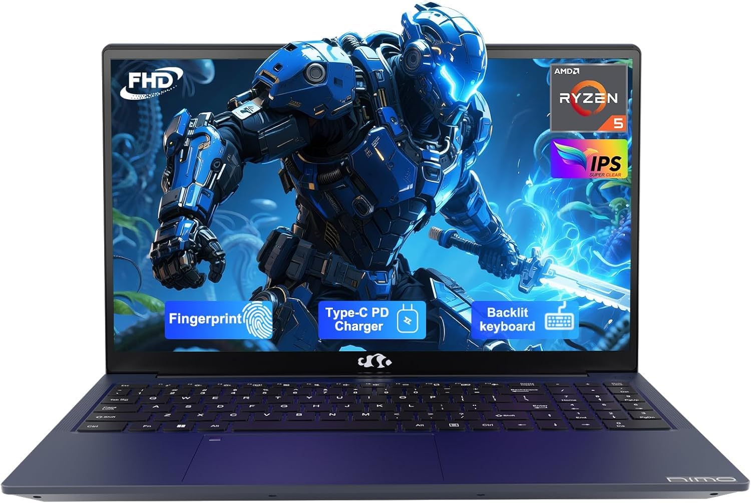 NIMO 15.6" IPS FHD-Gaming-Laptop, 8 Cores AMD Ryzen 7 6800H 16GB DDR5 RAM 1TB SSD (Beat i7-12700H, Up to 4.7GHz) AMD Radeon 680M GPU-Computer with 100W GaN Type-C Backlit Keyboard Fingerprint