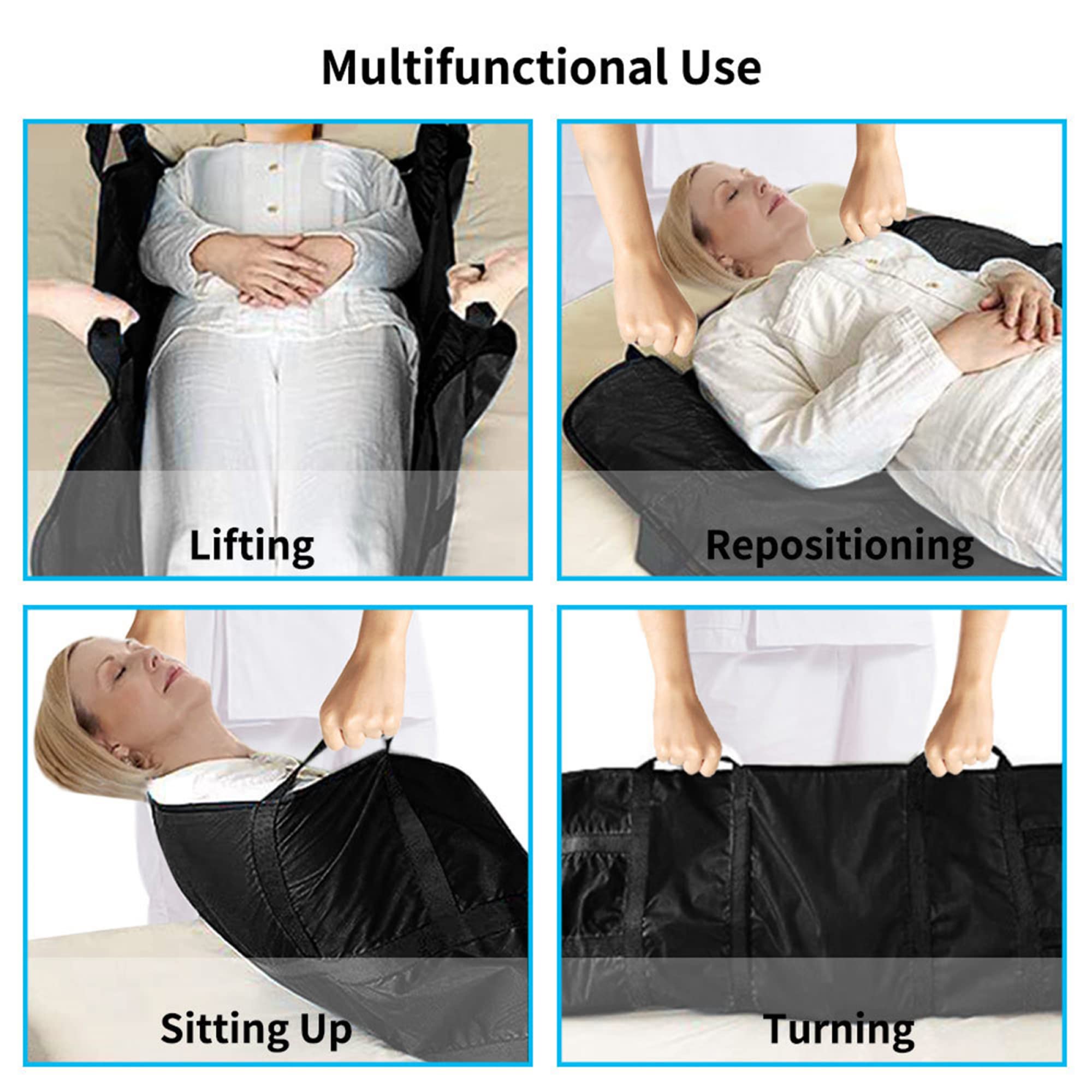 Almohadilla de posicionamiento de Cama con Asas reforzadas Almohadillas Reutilizables y Lavables para Levantar, Girar, Mover y reposicionar - Pacientes y discapacitados
