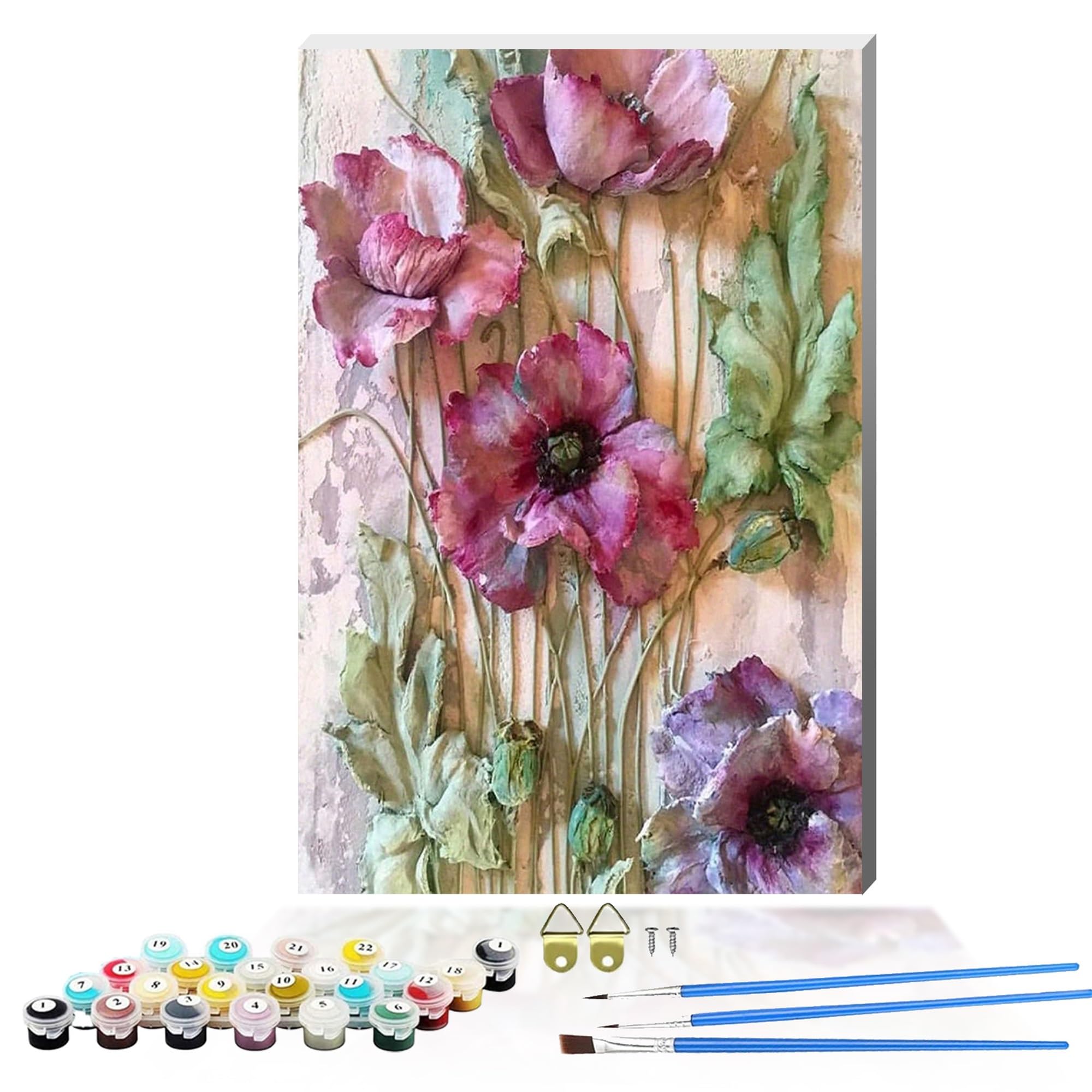 Qihensail Flower Framed Paint By Numbers For Adults,Rose Painting By Number With Frame Kits Canvas,Diy Easy Cheerful Painting For Beginners,Wall Decor,Gifts (Flower)