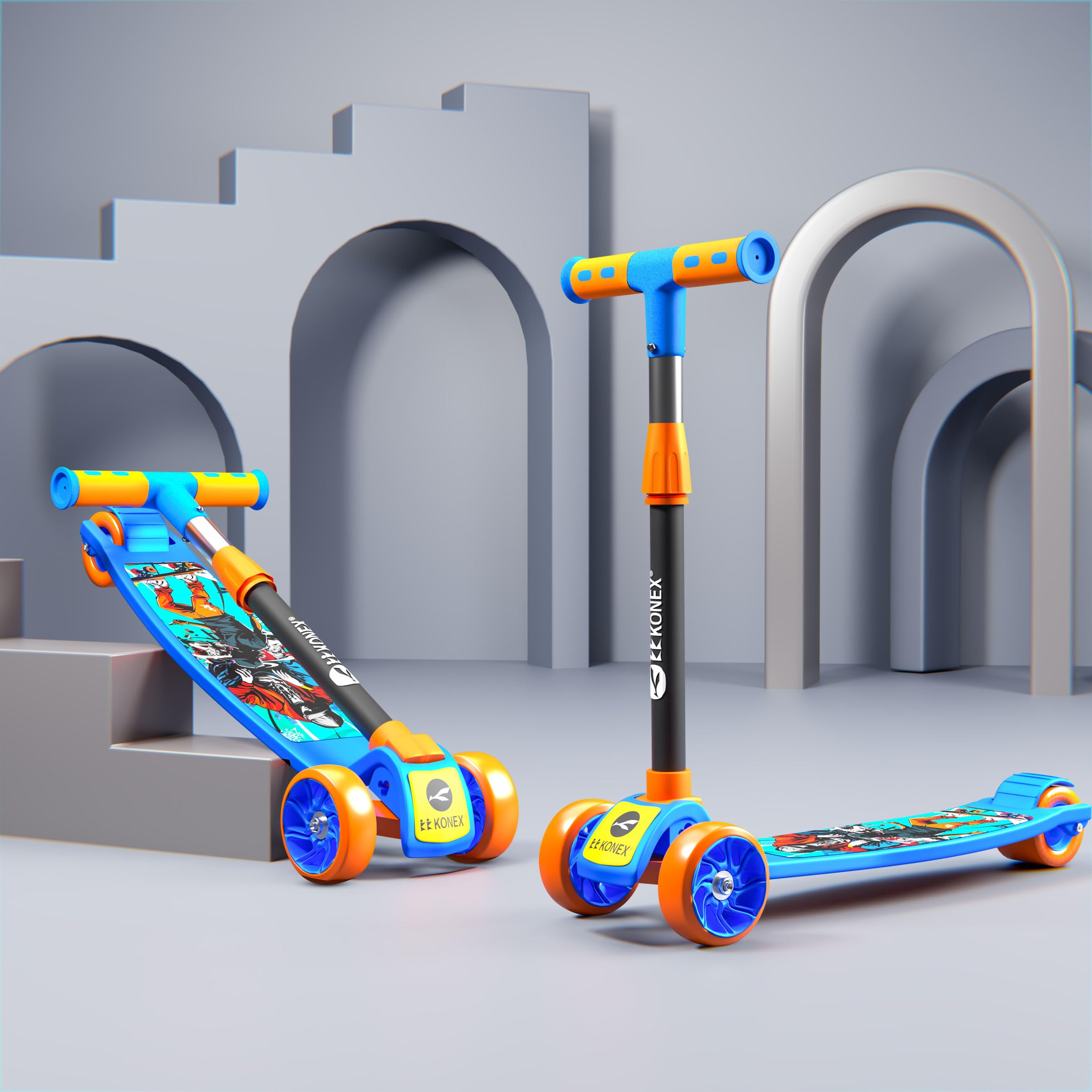 Buy Konex Kick Scooter for Kids (2+ Years) | 3 Broad Rubber Wheels
