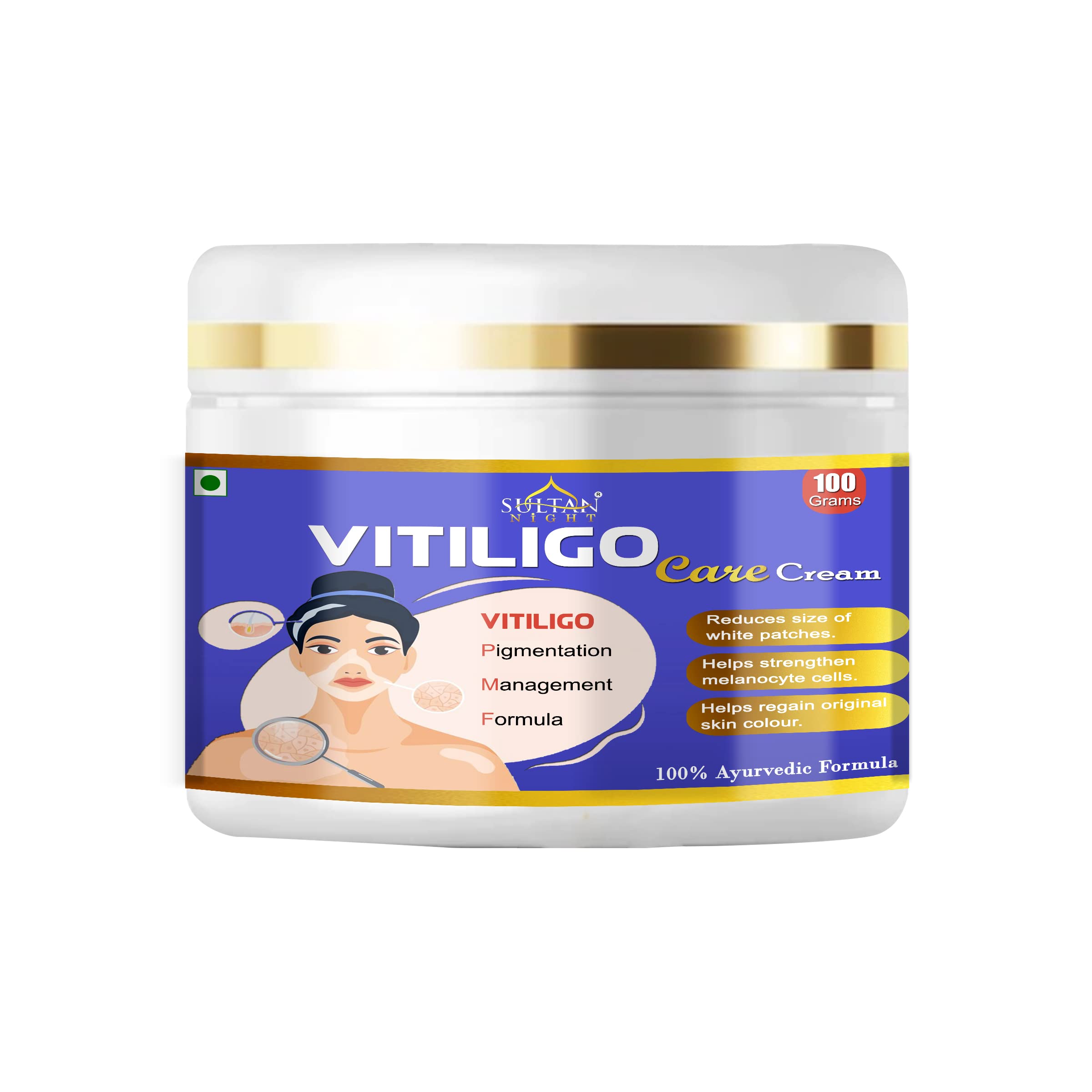 Vitiligo cream 100gm | Super Effective on Vitiligo | White Patches, Discoloration of Skin, Scar Removal, Piebald, Sweat Spot for men and women(2x50g)