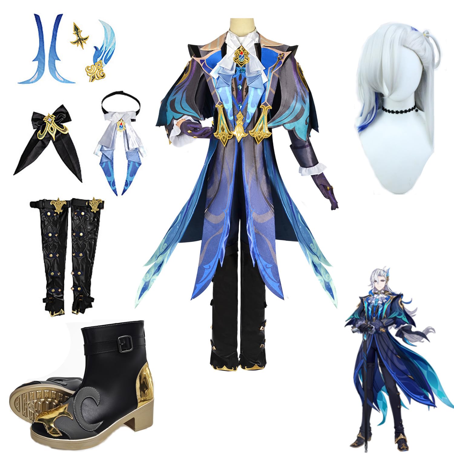 原神　ヌヴィレット　コスプレ　水　衣装 Amazon.co.jp: 原神 げんしん ヌヴィレット コスプレ衣装