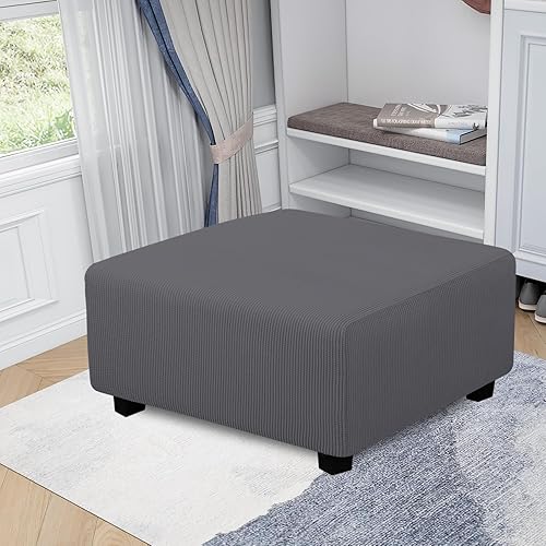 Miniatura 2 de Easy-Going Funda otomana cuadrada elástica de 40 x 40 x 15 pulgadas, protector de muebles, funda rectangular suave con parte inferior elástica,