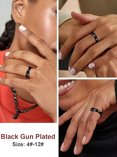 Vista 2 de FOCALOOK Anillo de ansiedad entrelazado chapado en 14 quilates para la ansiedad para mujeres y hombres, acero inoxidable, tricolor, arco iris, oro