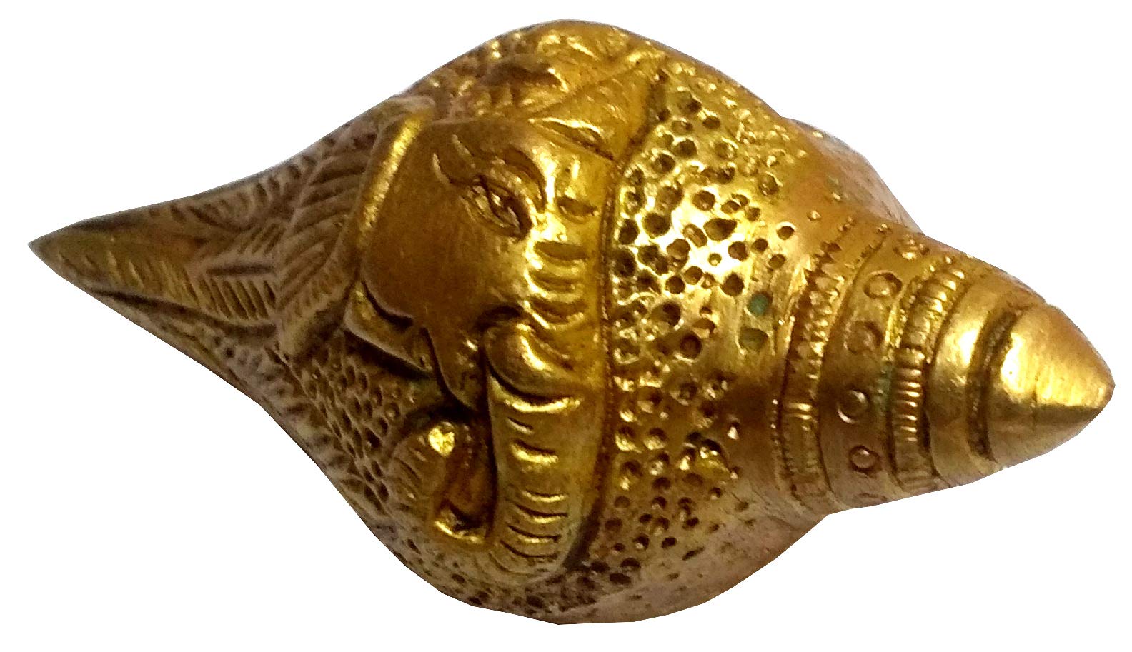 Purpledip Small Brass Ganesha Shankha: Holy Conch Design Idol (11837)