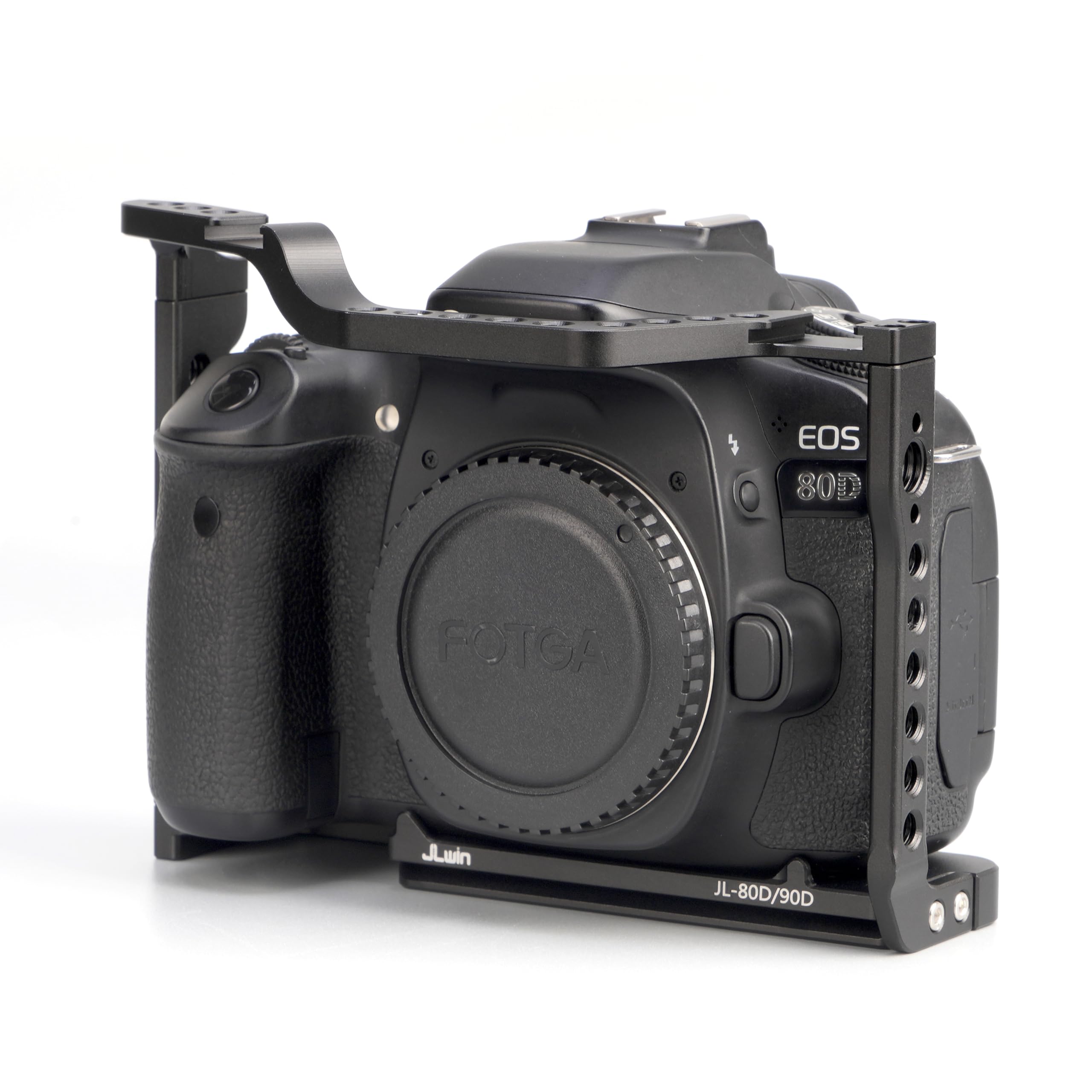Jaula De Aluminio Para Canon 90D, 80D Y 70D – Ligera, Con Zapata Fría Y Múltiples Roscas Jaula De Aluminio Para Canon 90D, 80D Y 70D – Ligera, Con Zapata Fría Y Múltiples Roscas
