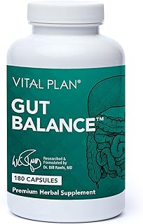Vital Plan Gut Balance Supplement by Dr. Bill Rawls - Advanced Digestive Health Support Formula w/Clinical-Grade Slippery Elm Bark, Berberine & Dandelion Extract for Women & Men (180 Capsules)