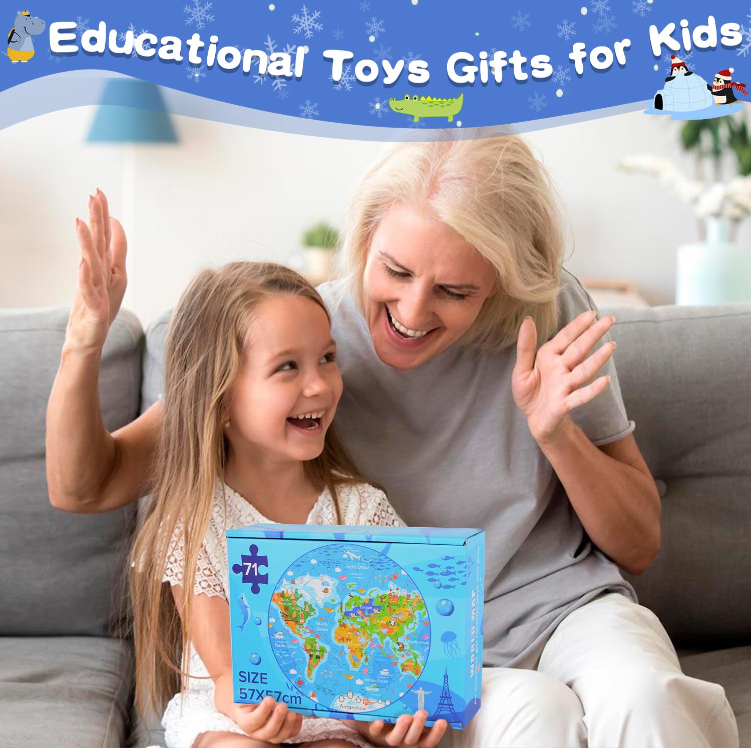 Puzzle Oceano Bambini, Puzzle da 71 Pezzi per Bambini, Squali e Coralli Mondo Sottomarino Puzzle per 5 6 7 8 Anni, Puzzle Bambini Pezzi Grandi, Gioco Educativo per Ragazzi e Ragazze di Età