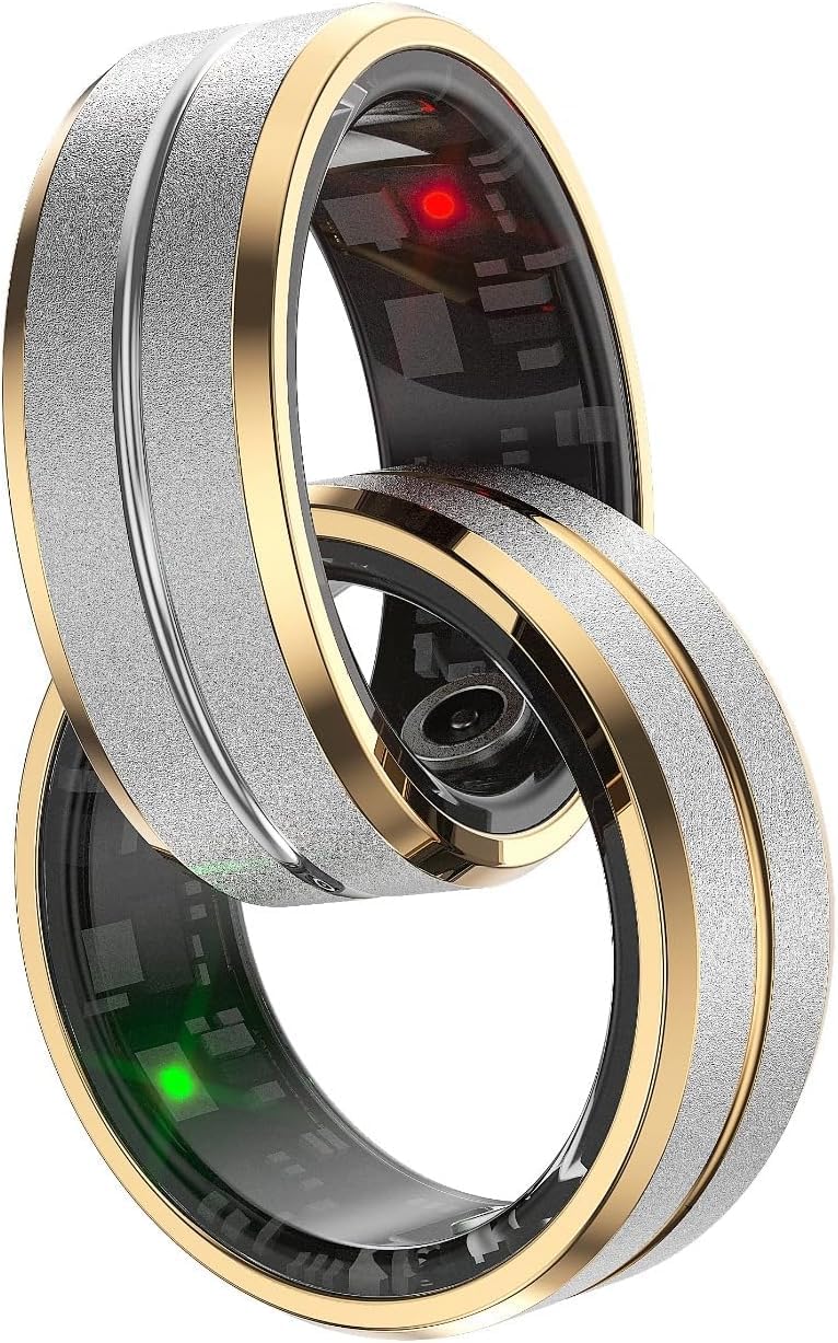 Cuifati Smart Ring Health Tracker, Monitoraggio dei Dati del Sonno Contapassi Anello Fitness con App, Controllo Fotocamera Otturatore Selfie, Anello Sanitario Impermeabile per Android iOS,