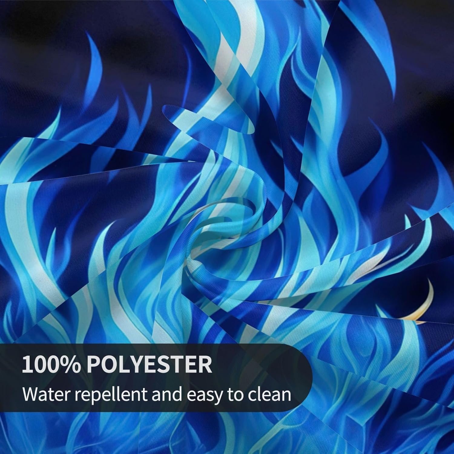 Indigo Flame Print Print Wrinkle Free Dining Table Cover for Birthday Party Farmhouse Tablecloths Up to 60 x 60 Inches