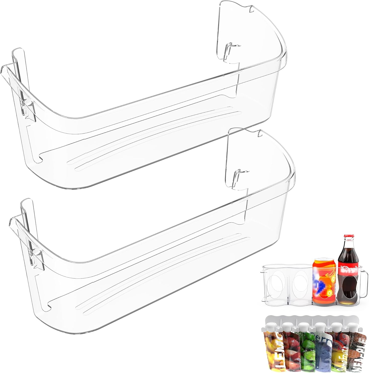(2-Pack) UPGRADED 242126602 Refrigerator Door Shelves Bin Compatible with Frigi-daire Door Shelf Replacement LFSS2612TF FFSS2615TS FFSS2625TS Fit for Frigi-daire Refrigerator Parts 2421266 PS12364199