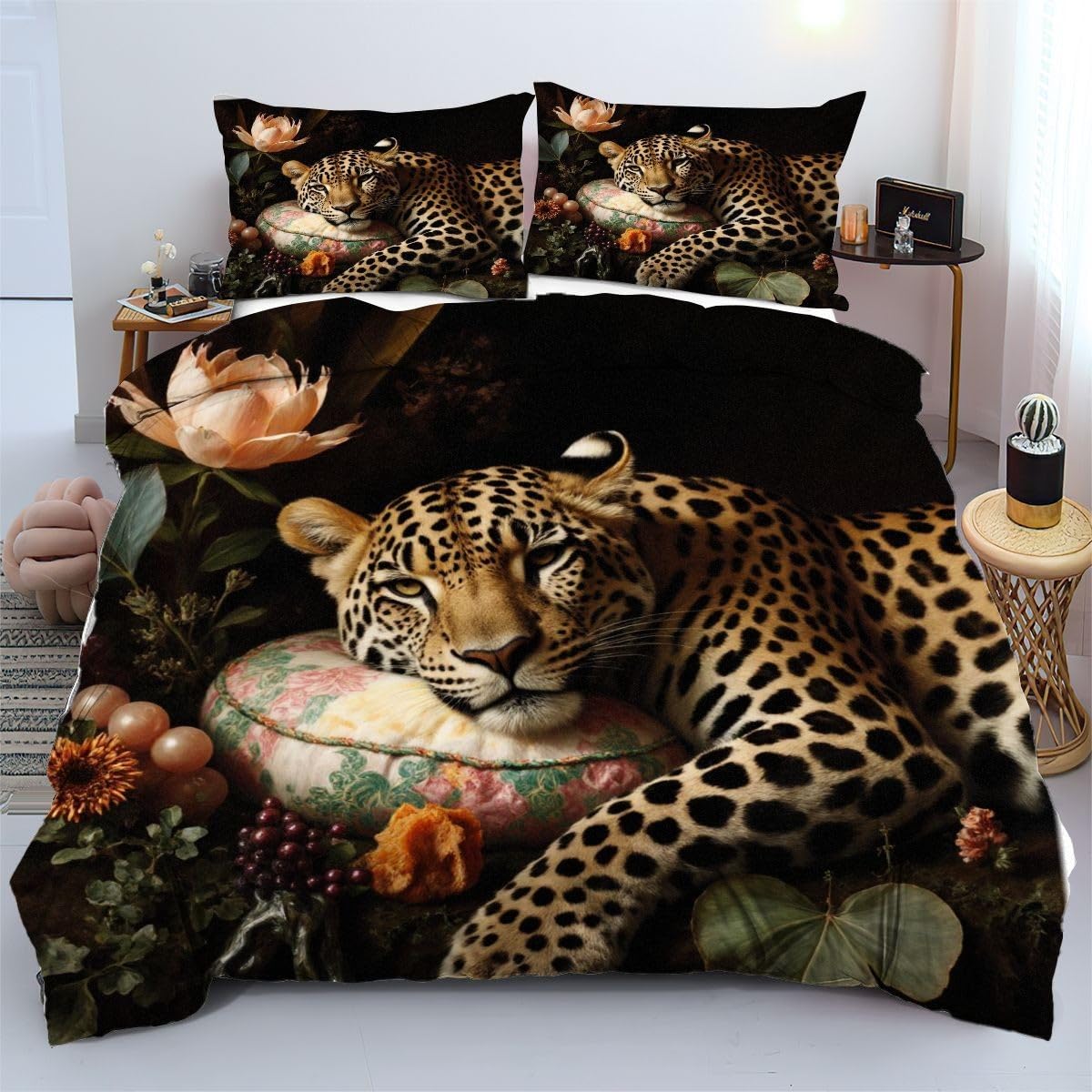 Parure de lit 240x260 jaune léopard pour remplacer vos draps lourds et dormir mieux
