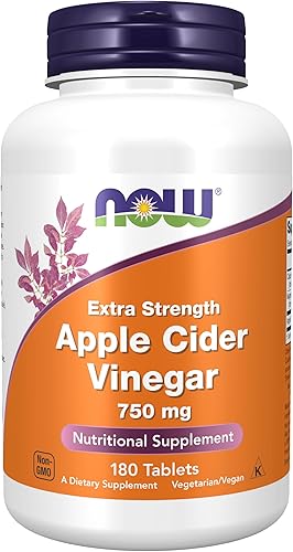 NOW Suplementos, Vinagre de Sidra de Manzana 750 mg, de Fermentación de Sidra de Manzana Dulce, Extra Fuerza, 180 Tabletas disponible en Yaxa Guatemala