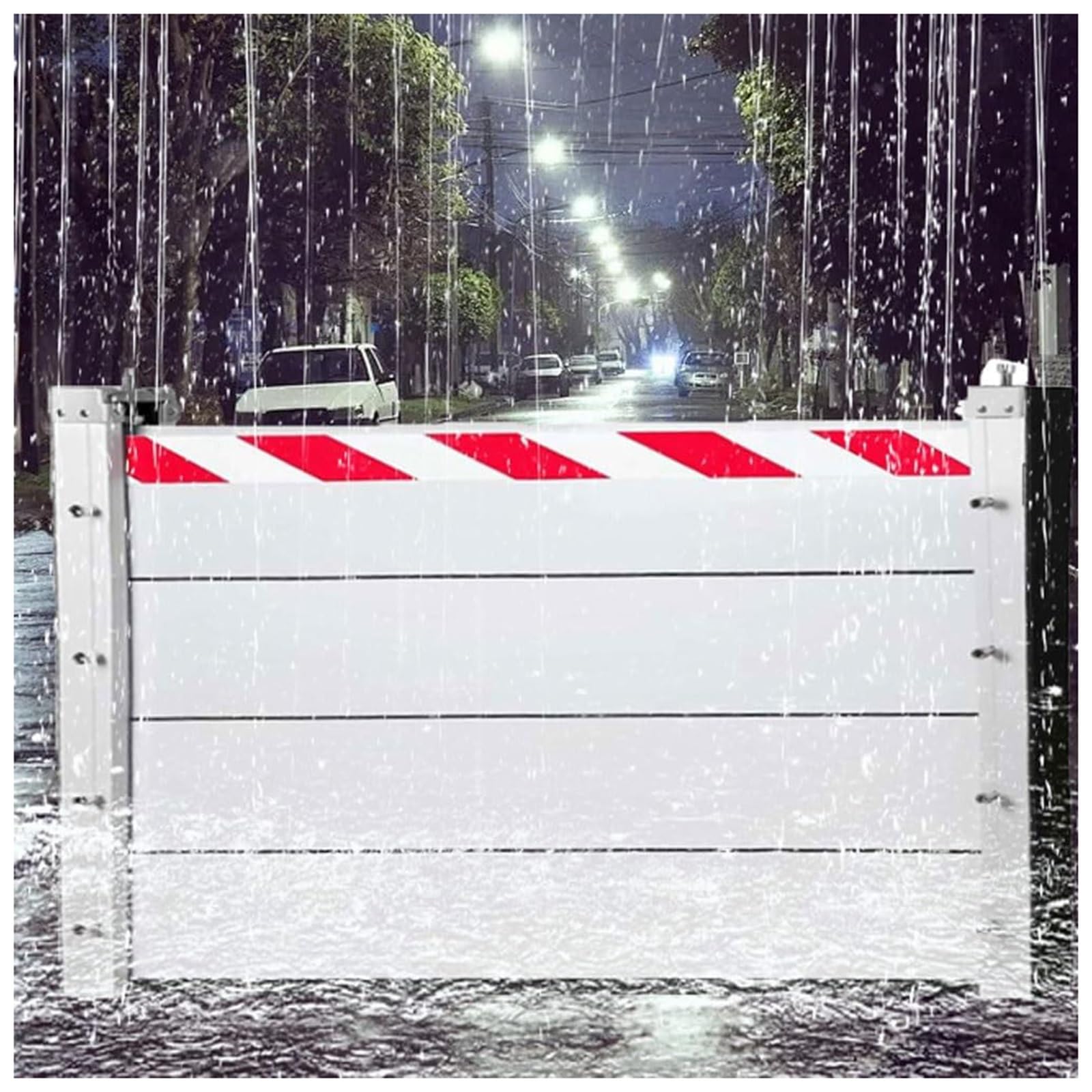 Barrière de protection contre les inondations lors des crues en ville