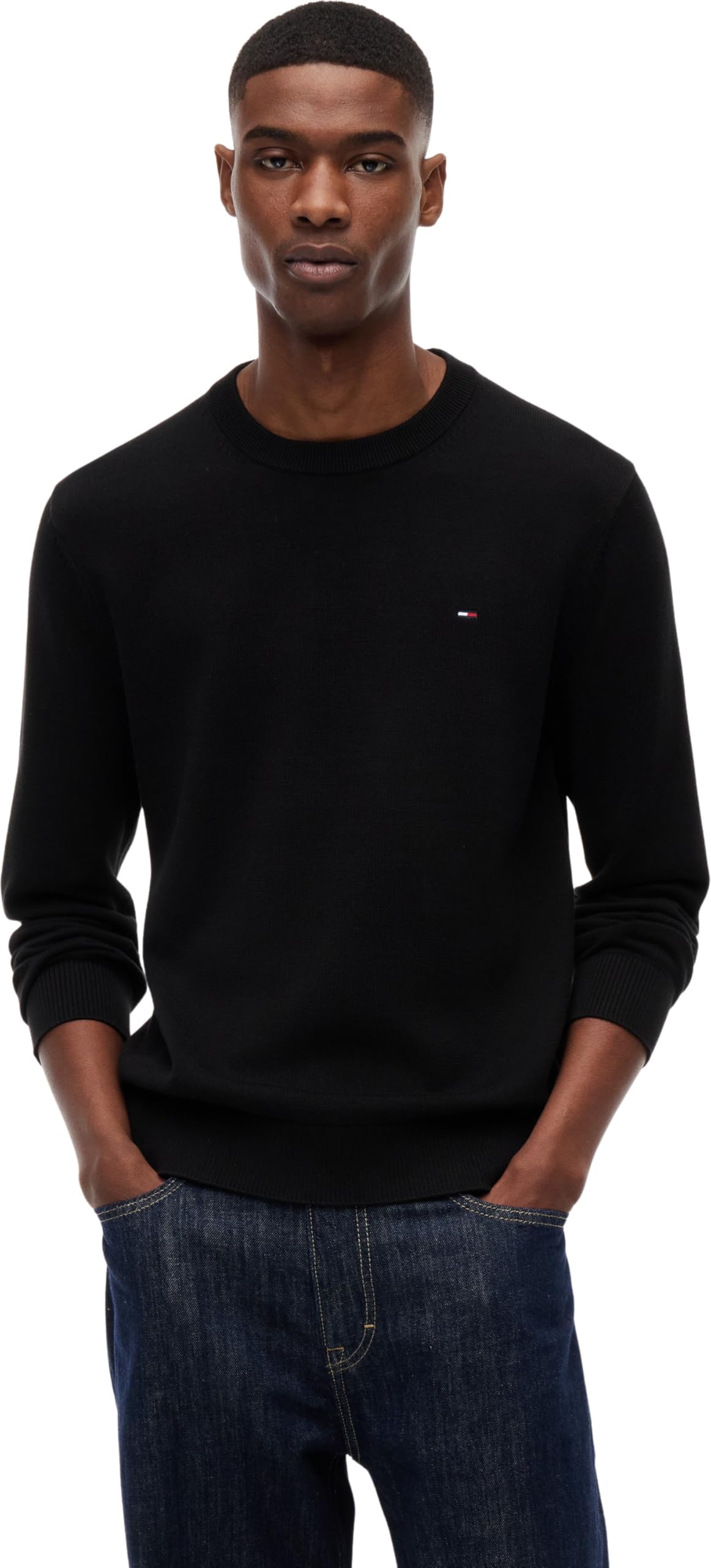 Tommy Jeans Men's TJM Slim Ess Light Sweater Ext DM0DM22853 Pullover, Black (Black), M