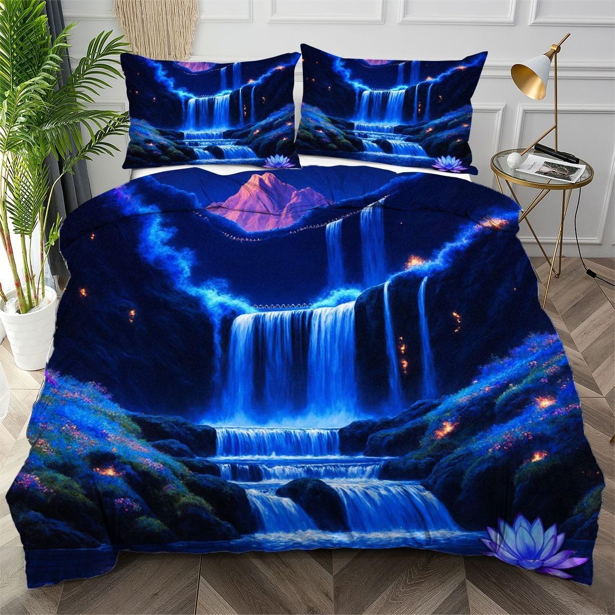 Parure de lit adulte cascade bleue pour des nuits fraîches et relaxantes