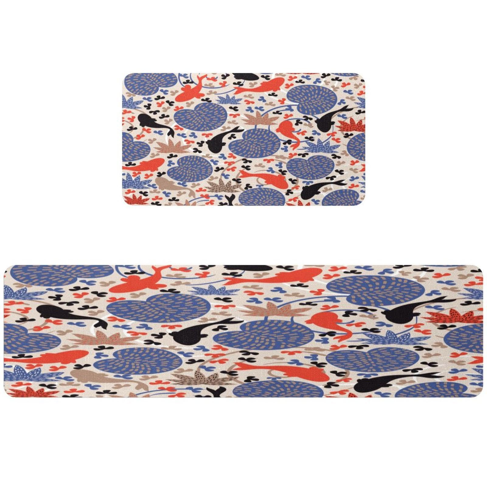 Tapis de cuisine antidérapants lot de 2 lavables motif carpes japonaises