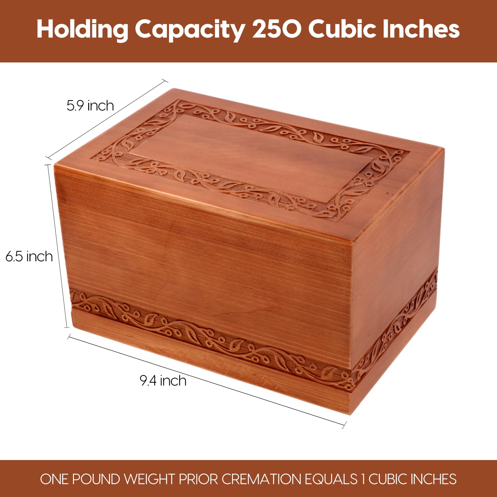 Urna Per Cremazione In Legno Di Palissandro – Fatta A Mano – Formato Extra Large (27,9 X 18,4 X 11,4 Cm) – Per Ceneri Umane Adulti