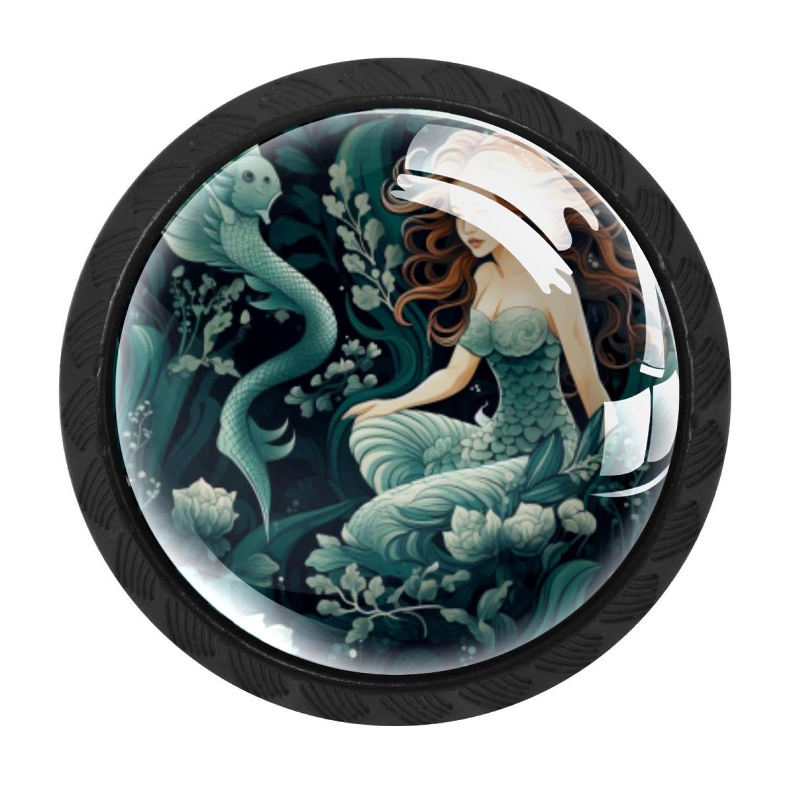 Chenzzzz Multicolored 02 4 Pieces Mermaid Kitchen Cabinet Knobs Drawer Knobs Dresser Knobs Black Knobs Drawer Pulls Dresser Drawer Handles Knobs For Dresser Drawers
