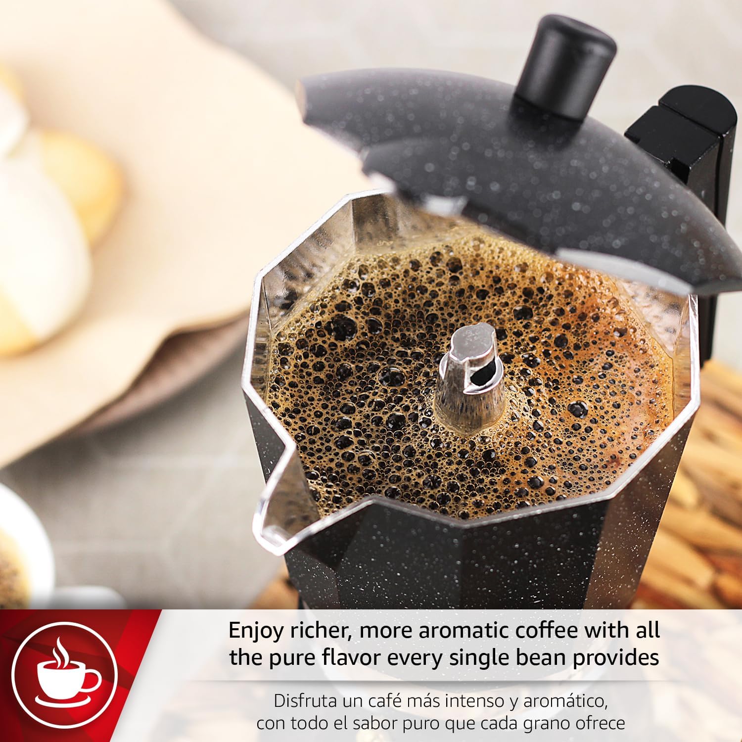 Magefesa Onix 9-Cup Stovetop Espresso Moka Pot, Stainless Steel & Aluminum Italian Coffee Maker, All-Stovetop Compatible Greca Coffee Maker