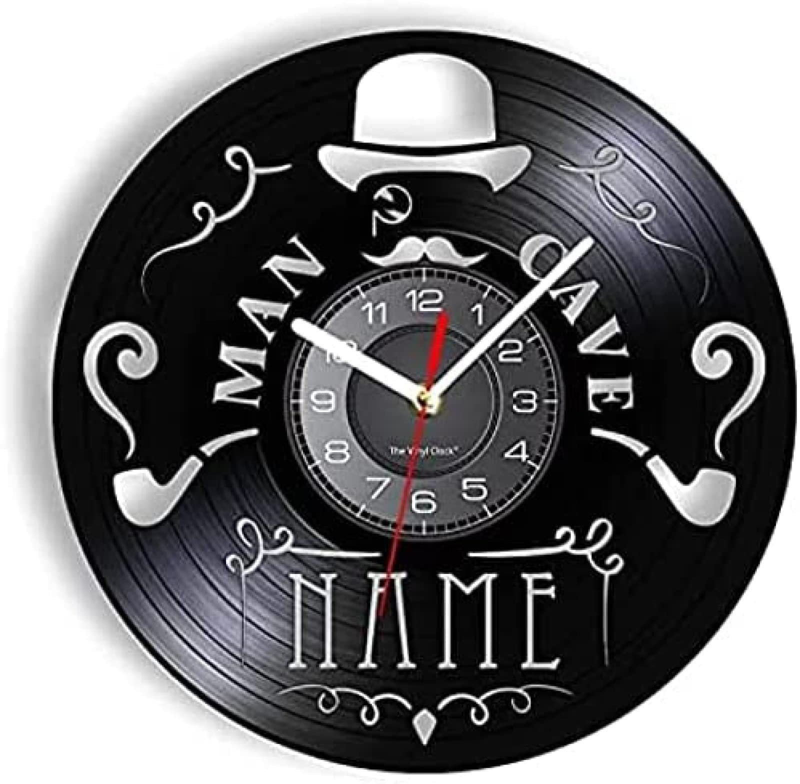 Horloge murale décorative vinyle pour club et salon homme au chapeau