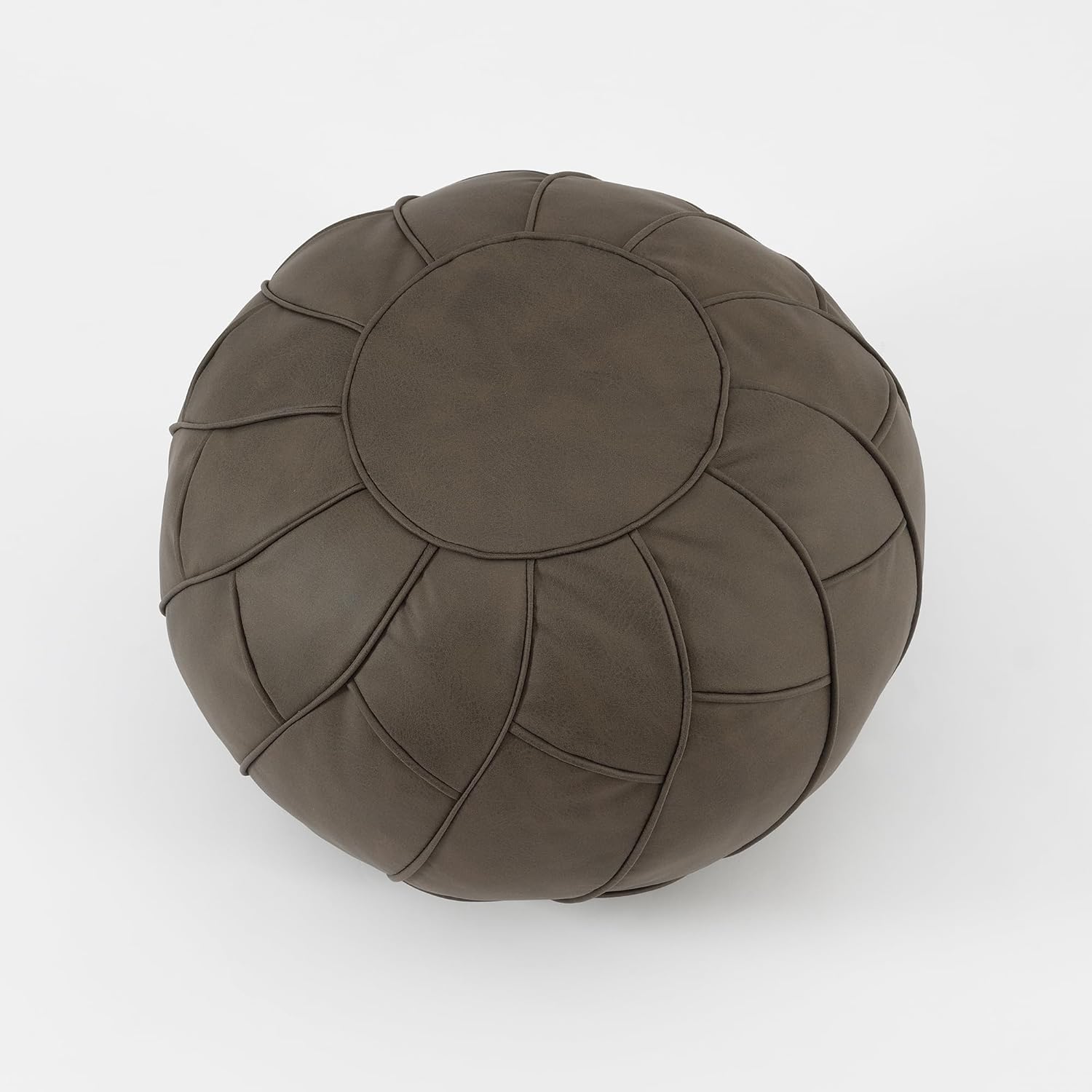 C COMFORTLAND Unstuffed Pouf Ottoman, Faux Leather Poof