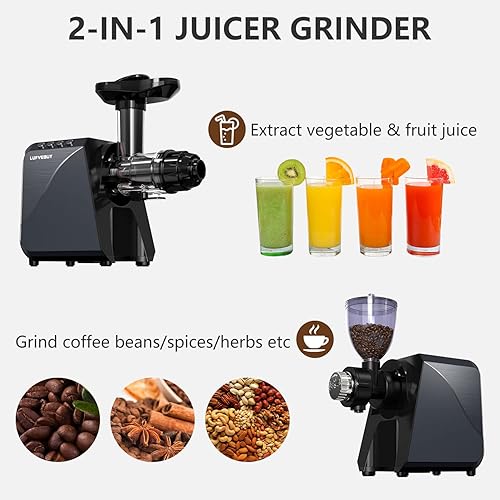 Miniatura 2 de Exprimidor de prensa en frío, extractor de frutas y verduras, molinillo de café eléctrico, molinillo fino y grueso para frijoles nueces, apio,