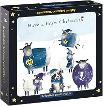Marie Curie Charity Scottish Christmas Sheep Christmas Cards - 10 Pack with Envelopes. Braw Christmas