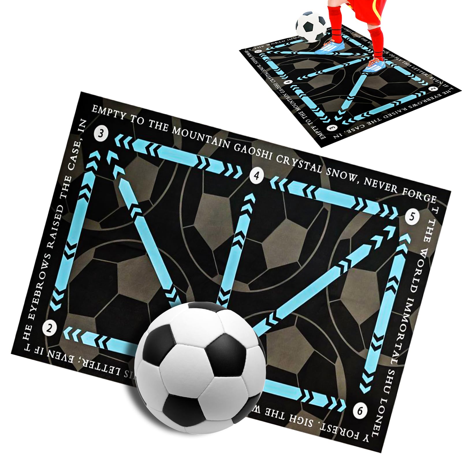 Tapis D'entraînement Football 90x60cm - Antidérapant En Caoutchouc - Pour Améliorer Contrôle De Balle, Agilité, Coordination - 11