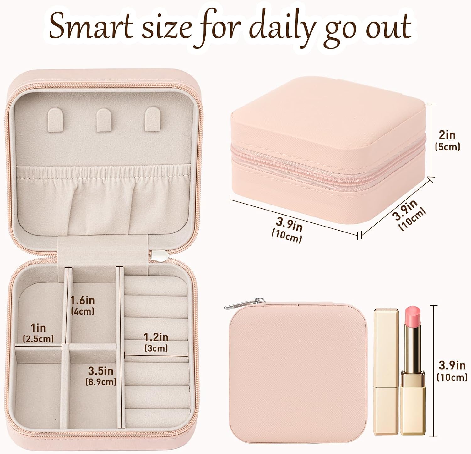 Travel jewelry case，Small Jewelry Box，Portable Jewellery Storage Holder image 3