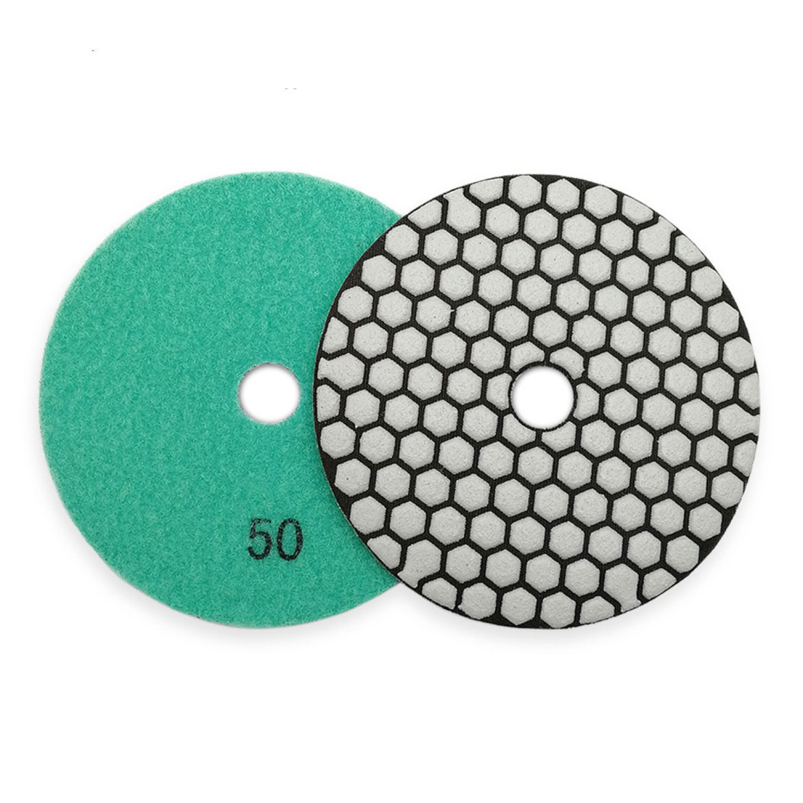Almohadillas pulidoras de diamante, 7 almohadillas de pulido en seco de 125 mm n.º 50 for granito, mármol, cerámica, diámetro de 5 pulgadas, disco de pulido flexible de diamante con unión de resina