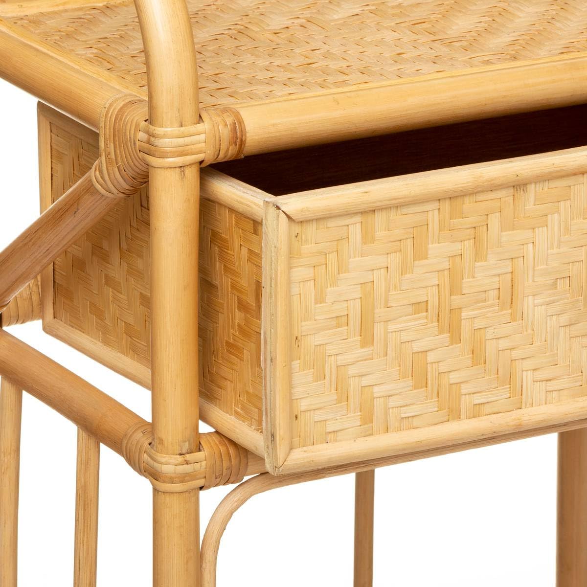 Table d'appoint Table de Chevet 1 Tiroir en Rotin et Bambou H 60 cm - Atmosphera