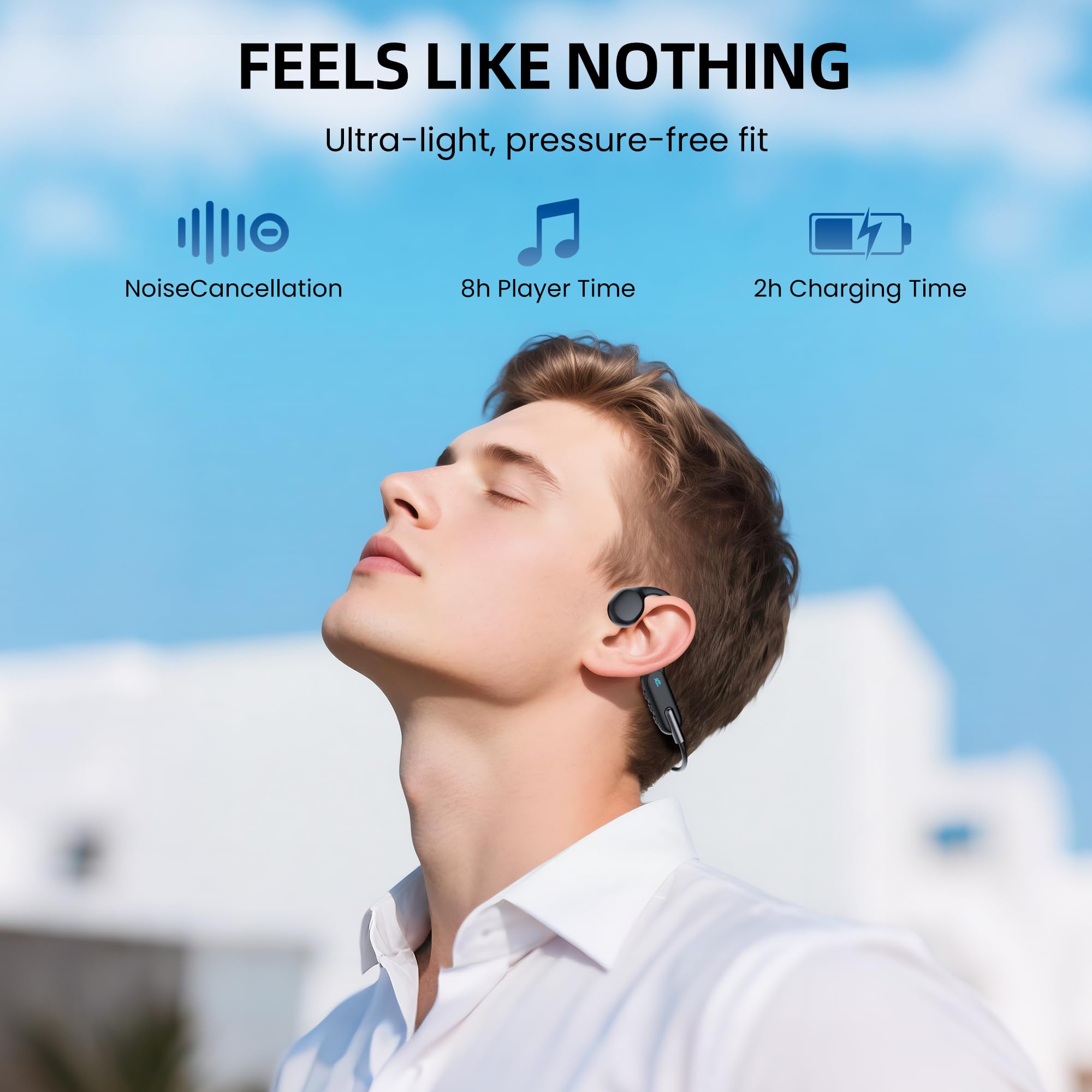 HIFI WALKER Knochenleitung Kopfhörer mit MP3 & Bluetooth 5.3 – Schwimmen Kopfhörer IPX8, 8GB Speicher, Leicht & Sicher für Laufen, Radfahren, Training