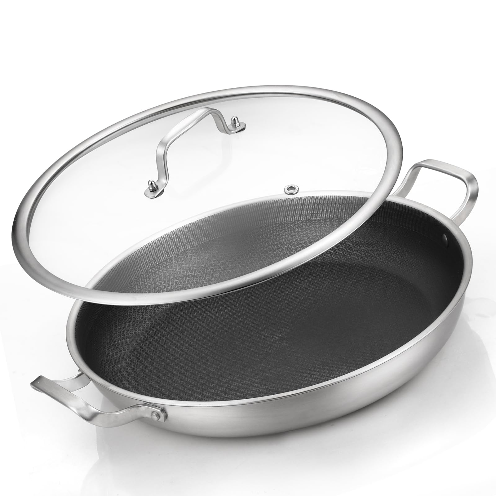 DELARLOCHEF Tri-Ply Stainless Steel 35 cm Paella Pan