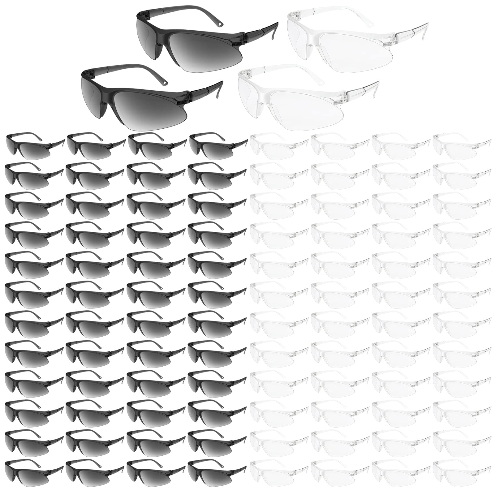 WFEANG Clear Safety Glasses Bulk, Wrapround Anti Scratch Protective