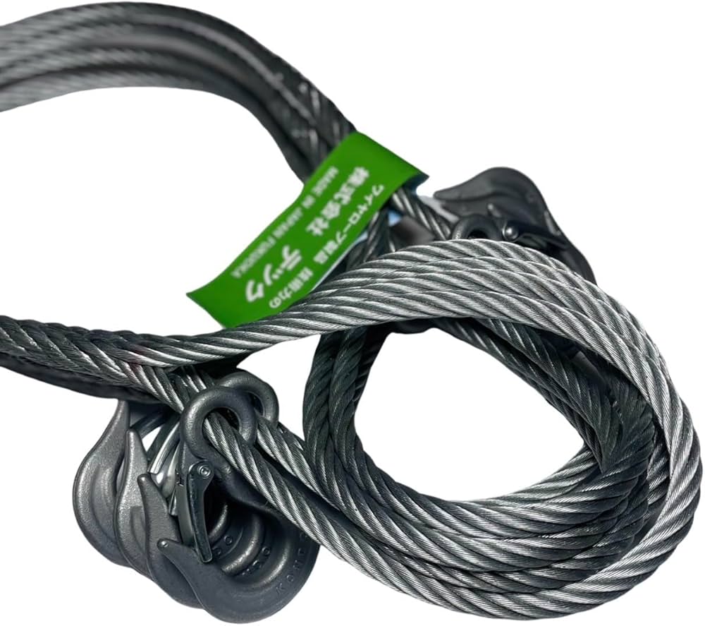 Amazon | フック入 玉掛けワイヤ 台付けワイヤ メッキ ワイヤ径6mm