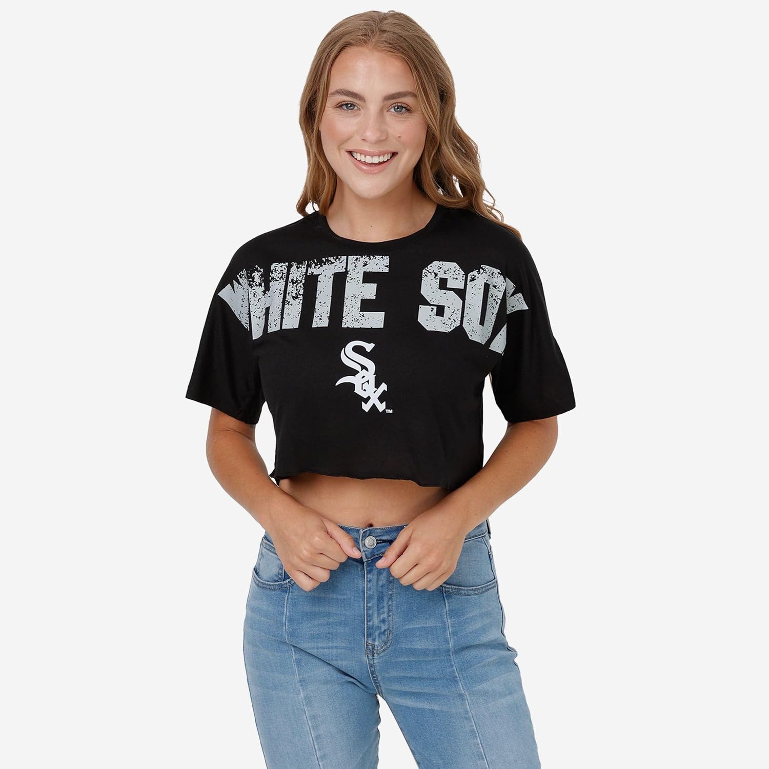 FOCO MLB Womens MLB Team Logo Crop Top Shirt