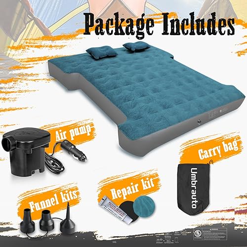 Vista 117 de Umbrauto Colchón de aire para platón de camioneta de tamaño estándar de 6 a 6.5 pies, inflable, para dormir en exteriores, tienda de campaña, Negro
