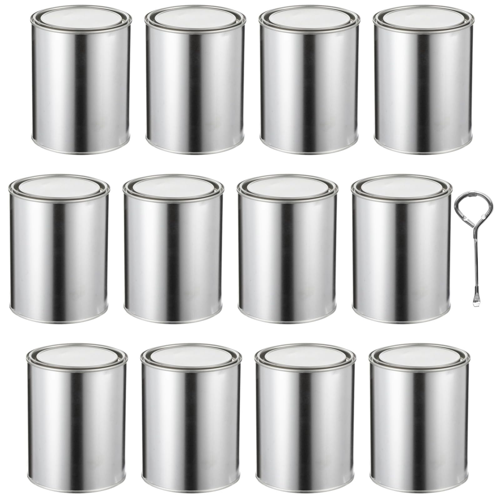 12 latas de pintura vacías con tapas y abrelatas, recipientes de almacenamiento de pintura de metal de hojalata de 1 cuarto de galón para pinturas a base de aceite, manualidades, mezcla de bricolaje